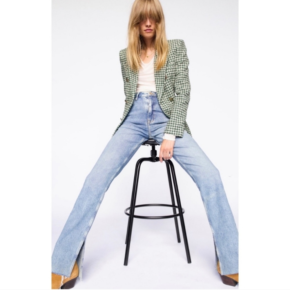 Zara Highrise Flared Side Split Jeans - image 1